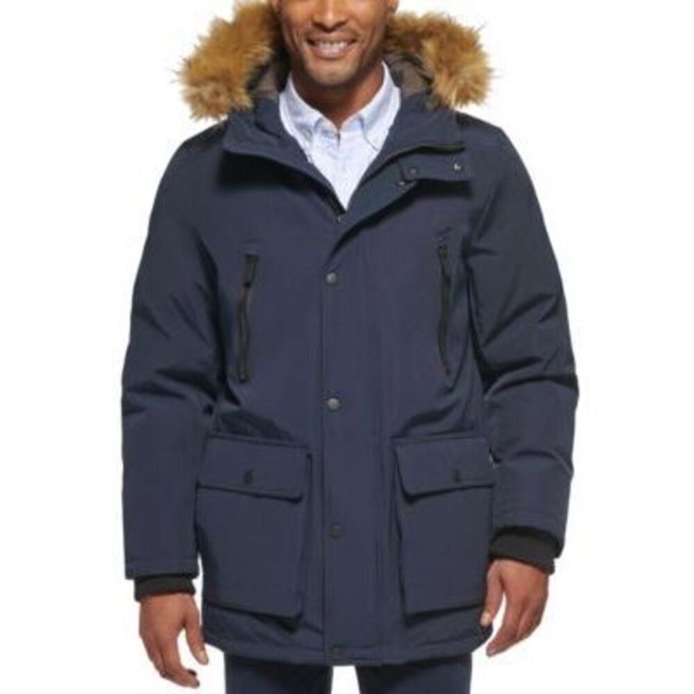Club Room Parka with a Faux Fur-Hood Jacket